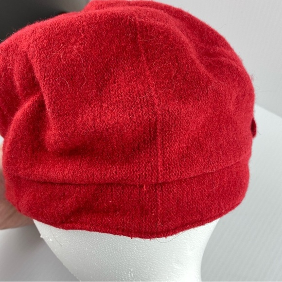 Next Wool Blend Cloche Hat Red with Flower Detail Solid Brim - Picture 5 of 9